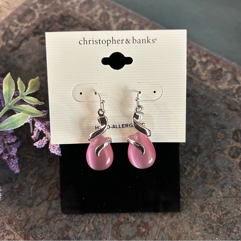 Christopher & Banks • Pink Pear Drop Earrings